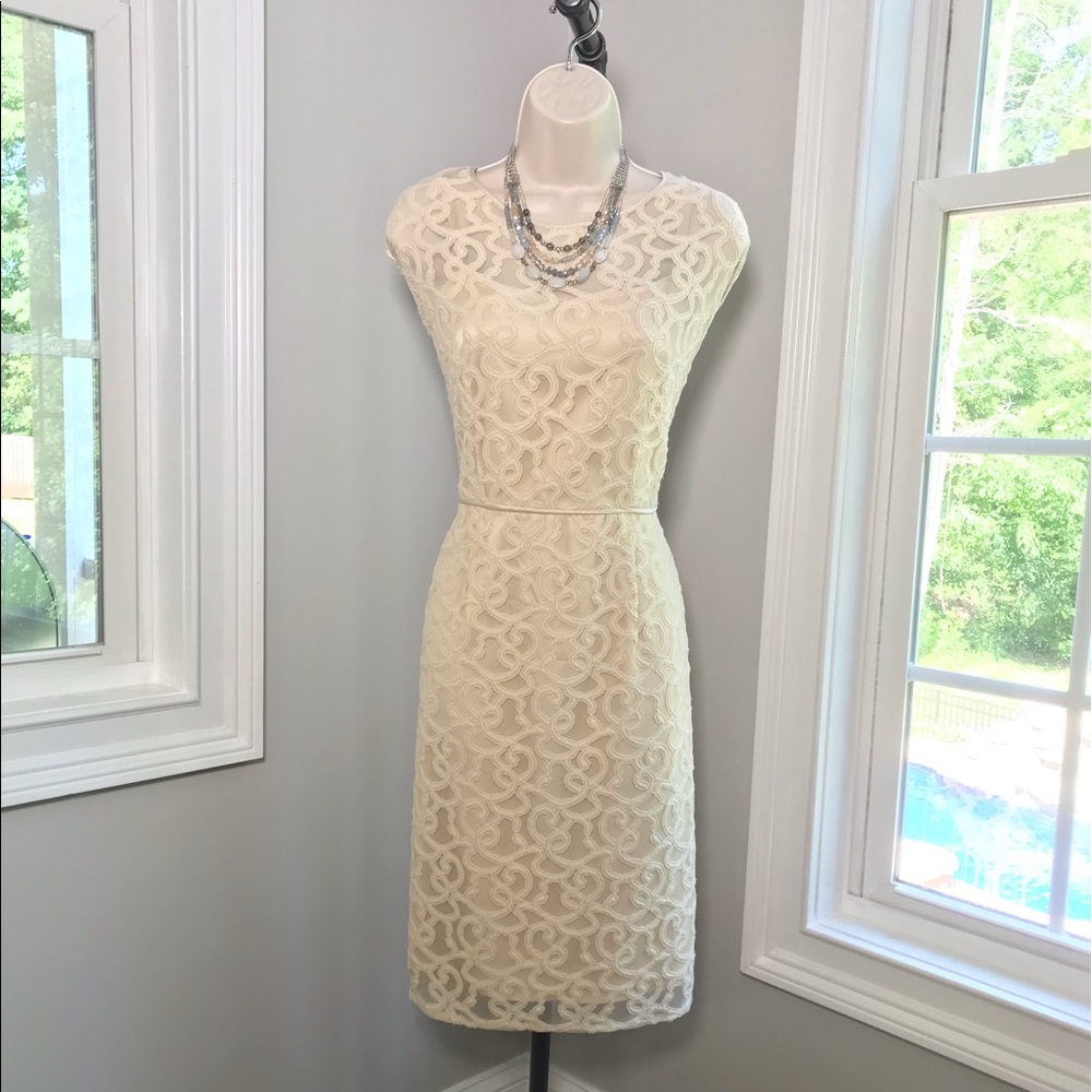 Adrianna Papell Cream Embroidered Dress - Women’s 10